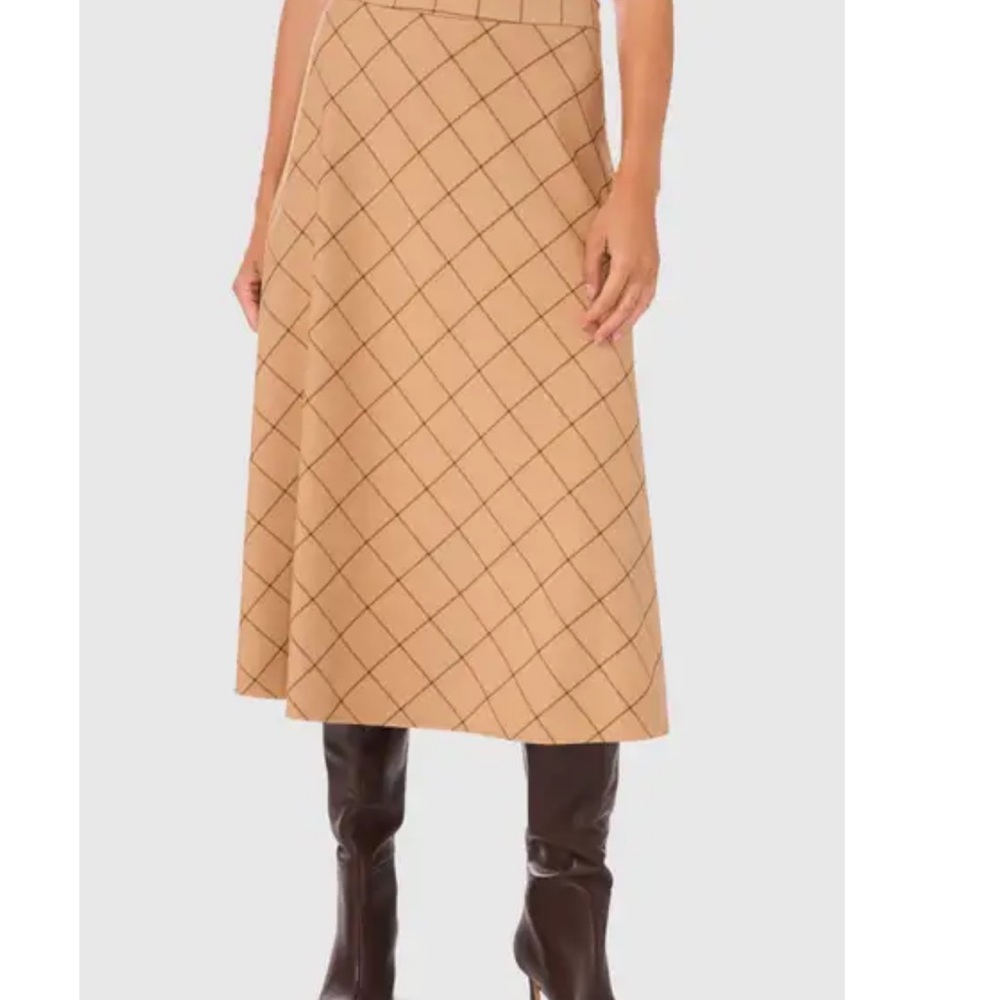 NWT Halogen Tan A-Line Skirt Knee-Length | Size Large